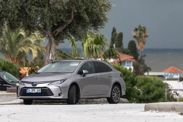 Side Turkey February 2022 Silver Toyota Corolla Parked Street Warm — Stock Photo, Image