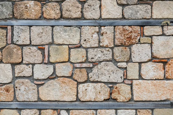 Antique Wall Paved Gray Stones Top View Stone Texture Outdoor — Stock Photo, Image