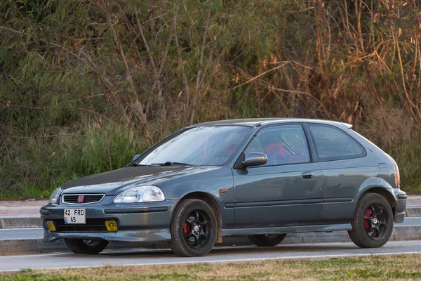 Lado Turquía Febrero 2022 Gris Honda Civic Está Estacionado Calle —  Fotos de Stock