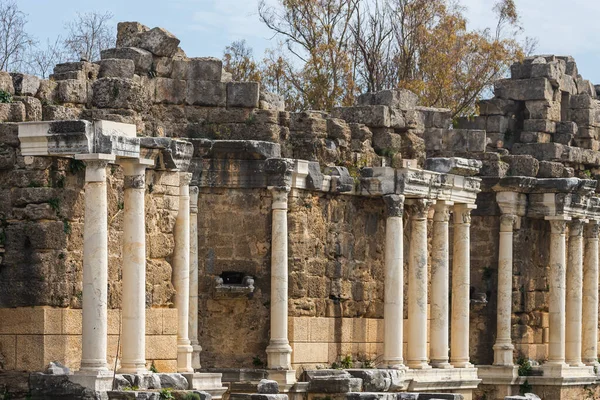 Antica Città Colonne Rovina Veduta Della Città Antica Side Turchia — Foto Stock