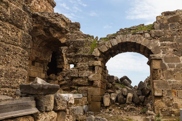 Rzymski Amfiteatr Starożytnego Miasta Aspendos Koło Antalyi Turcji Antyczne Zrujnowane — Zdjęcie stockowe