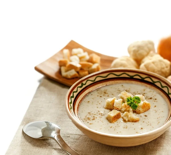 Sopa e ingredientes — Fotografia de Stock