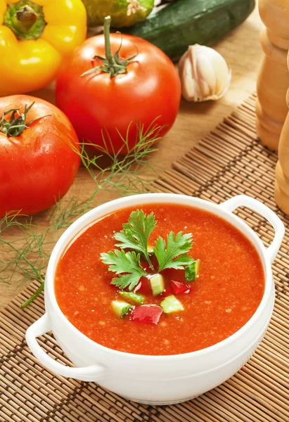 Gazpacho e ingredienti — Foto Stock