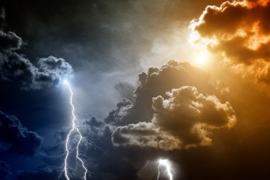 Stormy sky with lightnings clipart