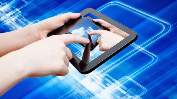 Abstract tablet computer in hands — Stock Photo, Image