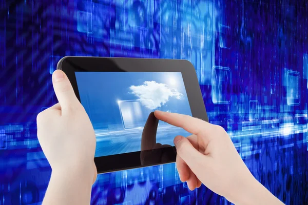 Tablet computer in hands — Stock Photo, Image