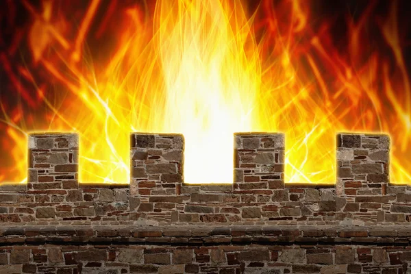 Feuer, Mauer — Stockfoto