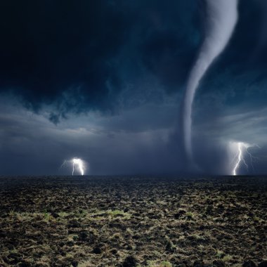 Tornado, lightning, farmland clipart