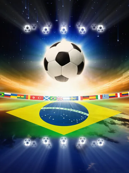 Soccer ball with brazil flag — Stock Photo, Image