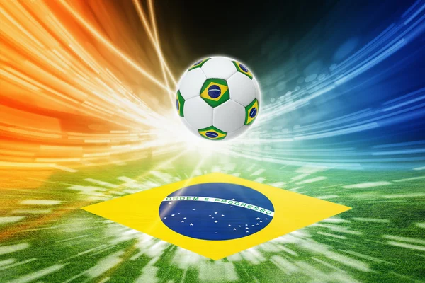 Soccer ball and flag of Brazil — Stock Photo, Image