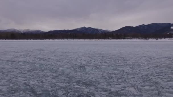 Baïkal Gelé Baikal Entre Hibernation Côte Glacée Ville Baikalsk Avec — Video