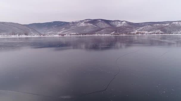 Der Eingefrorene Baikal Der Baikal Geht Den Winterschlaf Eisige Küste — Stockvideo