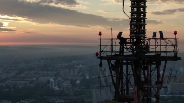 Morgendämmerung Über Der Stadt Irkutsk Die Sonne Geht Über Dem — Stockvideo