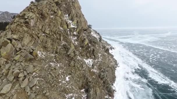 Baykal Gölü Rusya Kış Çekimi Peschanaya Körfezi Nde Güneşli Bir — Stok video