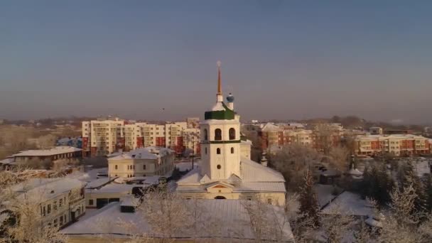 Rusko Irkutsk Ledna 2021 Znamenský Klášter Irkutsku Letecký Let Dronem — Stock video