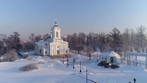 Rusya Irkutsk Ocak 2021 Irkutsk Taki Kudüs Kilisesi Hava Aracı — Stok video
