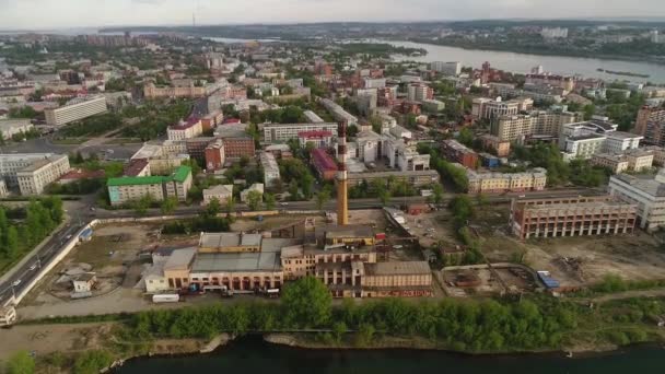 Estación Calefacción Abandonada Territorio Una Antigua Fábrica Irkutsk Río Angara — Vídeos de Stock