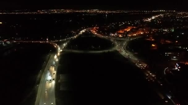 Ciudad Nocturna Irkutsk Los Coches Mueven Círculo — Vídeo de stock