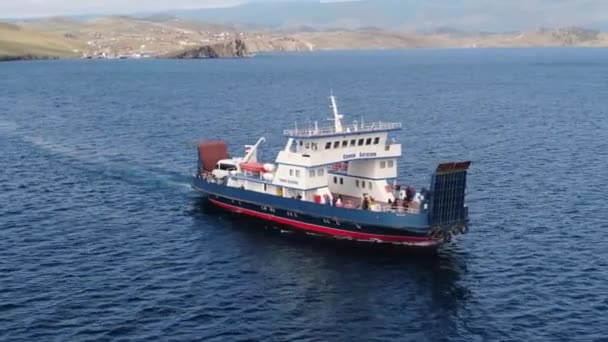 Ferry East Coast Olkhon Island Khuzhir Sunrise Lake Baikal Side — Stockvideo