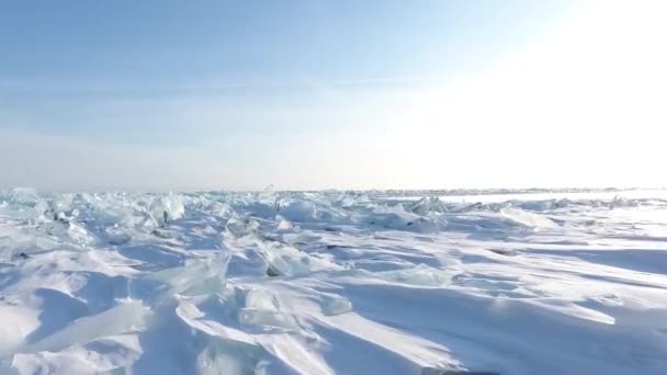 Lago Baikal Helados Congelados Humildes Hielo Isla Olkhon Buriatia — Vídeos de Stock