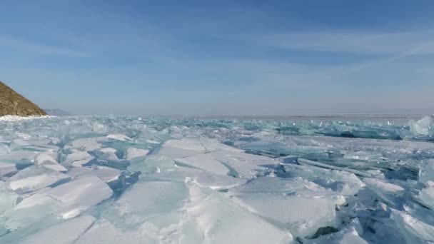 Lago Baikal Helados Congelados Humildes Hielo Isla Olkhon Buriatia — Vídeo de stock