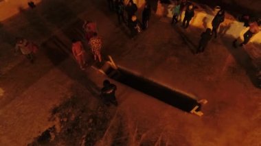 Celebration of Orthodox baptism in Russia, the baptism of Jesus Christ. People bathed in the hole at Epiphany. Russia. Irkutsk region. Irkutsk city. January 19, 2021.