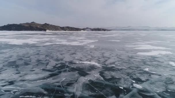 Baikalsee Gefrorene Eisschollen Eisbuckel Olchon Island Burjatien — Stockvideo