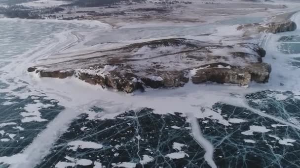 Lago Baikal Gelo Congelado Hummocks Gelo Ilha Olkhon Buryatia — Vídeo de Stock