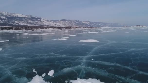 Jezioro Baikal Mrożone Kry Lodowe Lodowe Humory Wyspa Olkhon Buryatia — Wideo stockowe