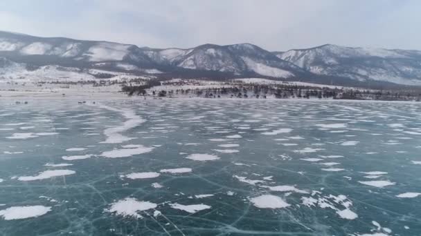 Jezero Bajkal Zmrzlé Ledové Kry Ledové Pahorky Ostrov Olkhon Buryatia — Stock video