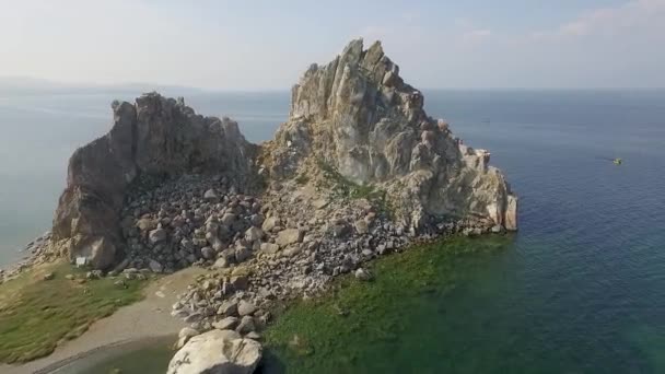 Prores Baykal Gölü Olkhon Adası Adanın Kalbi Şamanka Kayası Dır — Stok video
