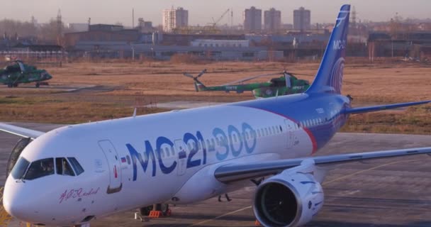 Irkut 300 Nové Ruské Civilní Letadlo Rusko Město Irkutsk Září — Stock video