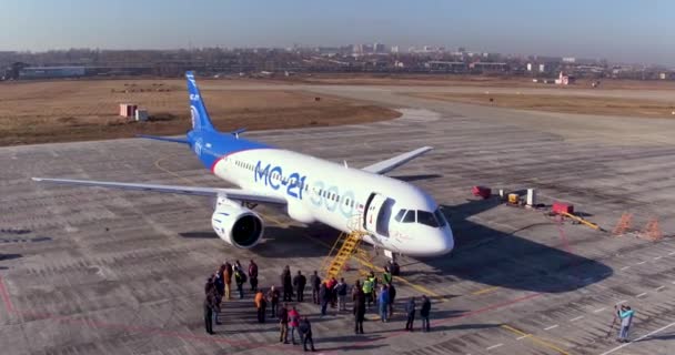 Irkut 300 Nuevo Avión Civil Ruso Rusia Ciudad Irkutsk Septiembre — Vídeo de stock