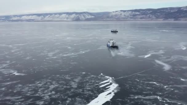 Λίμνη Baikal Παγωμένα Παγάκια Παγωμένα Υγρά Νήσος Όλκον Μπουριάτια — Αρχείο Βίντεο