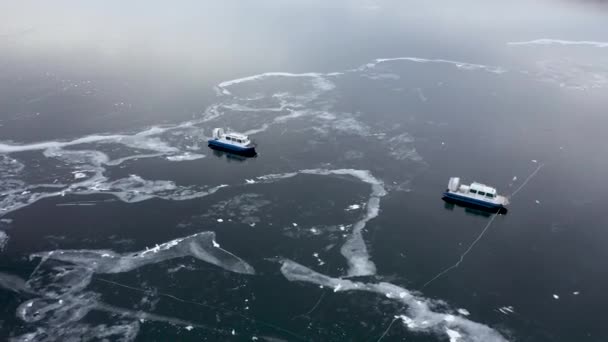 Озеро Байкал Замороженные Льдины Ледяные Хаммоки Остров Ольхон Бурятия — стоковое видео