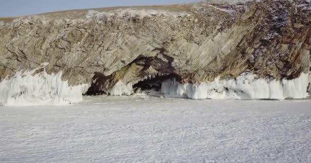 Lago Baikal Helados Congelados Humildes Hielo Isla Olkhon Buriatia Vídeo — Vídeo de stock