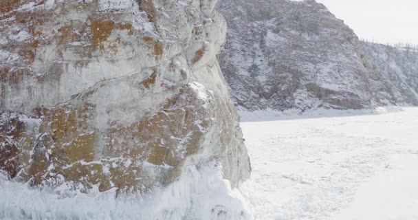 Jezioro Baikal Mrożone Kry Lodowe Lodowe Humory Wyspa Olkhon Buryatia — Wideo stockowe