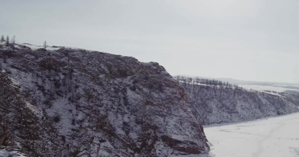 Het Baikalmeer Bevroren Ijsschotsen Ijshangmatten Olkhon Eiland Buryatia Video — Stockvideo