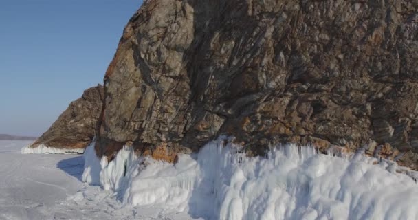 Baykal Gölü Donmuş Buzlar Buz Homurdanmaları Olkhon Adası Buryatia Video — Stok video