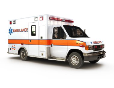 Beyaz arkaplanda ambulans