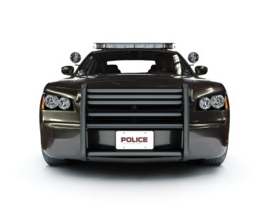 beyaz zemin üzerine polis modern araba