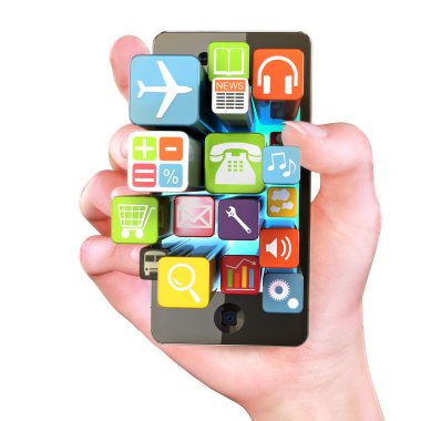 El ele tutuşan akıllı telefon.