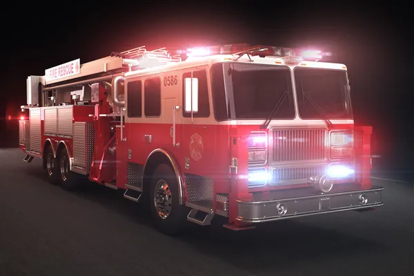 Пожежна машина з вогнями — стокове фото