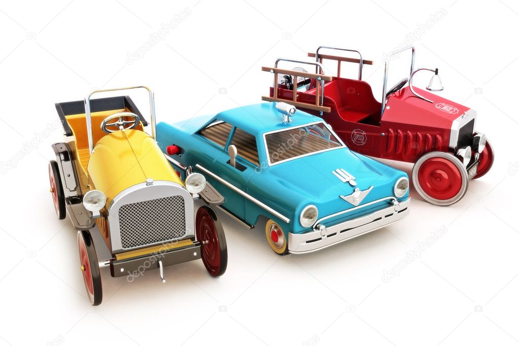 Vintage collection of toy cars .