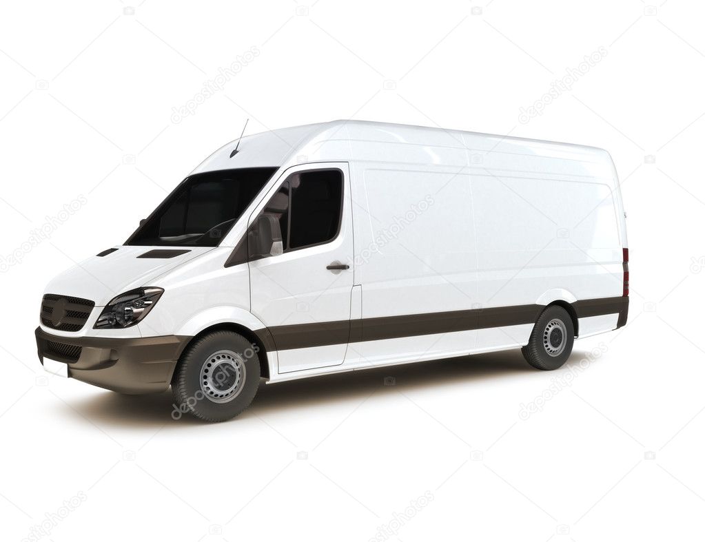Industrial van on a white background, room for text ,logo or copy space
