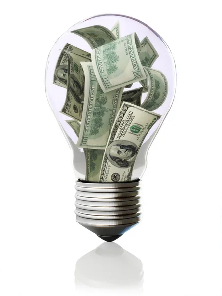 Money in light bulb — Stock Photo, Image