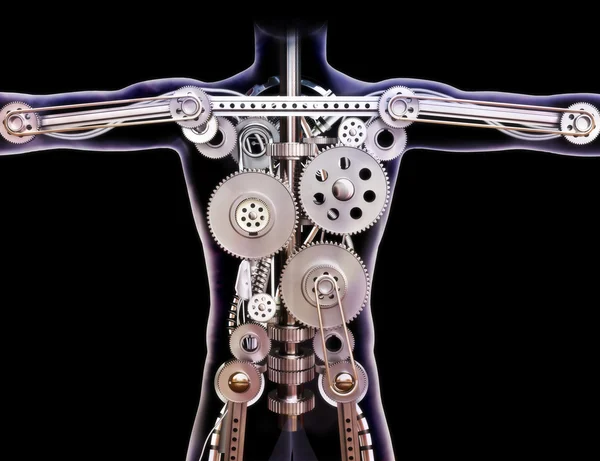 Male human xray with internal gears — Stock Photo, Image