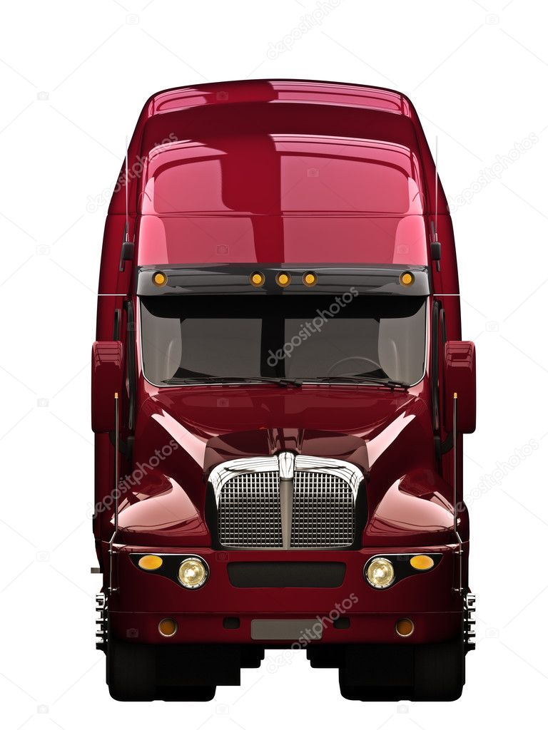 Semi truck on a white background.