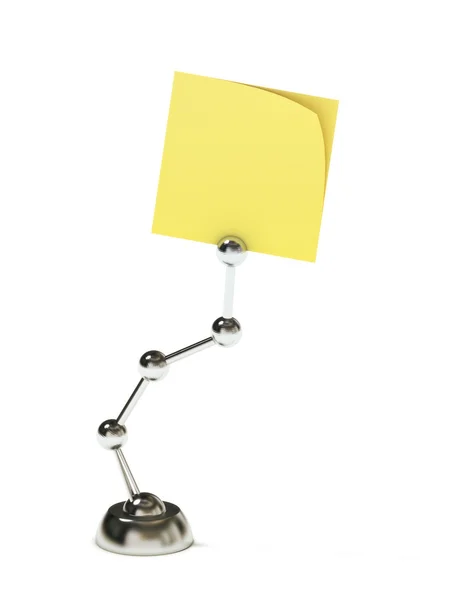 Modern stand holding blank sticky post on a white background. Room for text — Stock Photo, Image