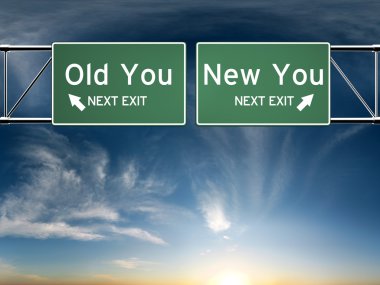 New you, old you. Sign's depicting a choice in your life clipart